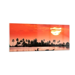 Cuadro sobre vidrio - Impresiones sobre Vidrio - La paz de los trópicos al atardecer - 100x40 cm