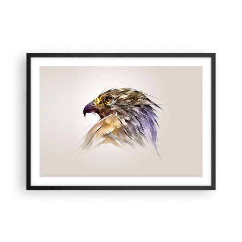 Póster en marco negro - Retrato artístico de un águila en tonos pastel. - 70x50cm - Retrato de un guerrero - Decoración de pared moderna para salón y dormitorio ARTTOR