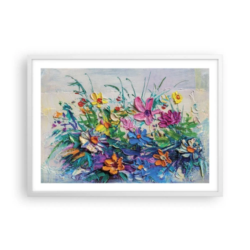 Póster en marco blanco - La energía de las flores - 70x50 cm