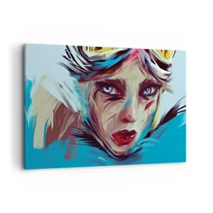 Cuadro sobre lienzo - Impresión de Imagen - Retrato de una mujer en colores dinámicos y estilo abstracto. - 100x70cm - Guerrera colorida - Decoración de pared moderna para salón y dormitorio ARTTOR