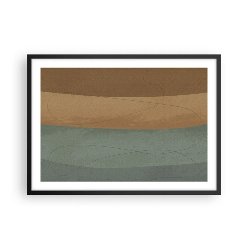 Póster en marco negro - Composición abstracta en tonos tierra naturales. - 70x50cm - Composición horizontal - Decoración de pared moderna para salón y dormitorio ARTTOR