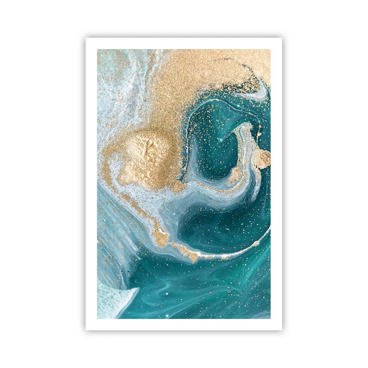 Póster - Un remolino de oro y turquesa - 61x91 cm