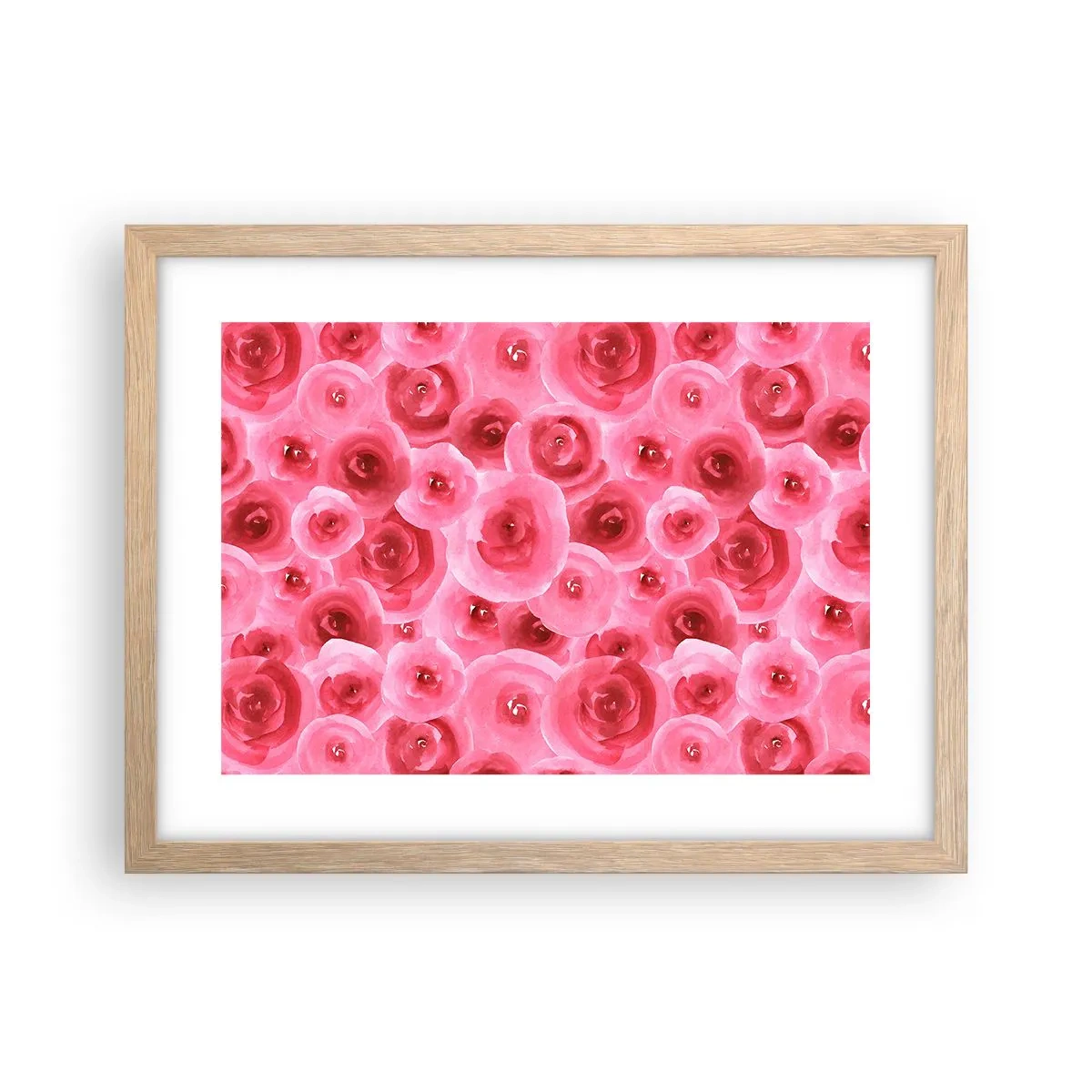 Póster en marco roble claro - Rosas abajo y arriba - 40x30 cm