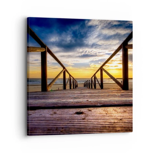 Cuadro sobre lienzo - Impresión de Imagen - Directamente hacia una playa tranquila al atardecer - 30x30 cm