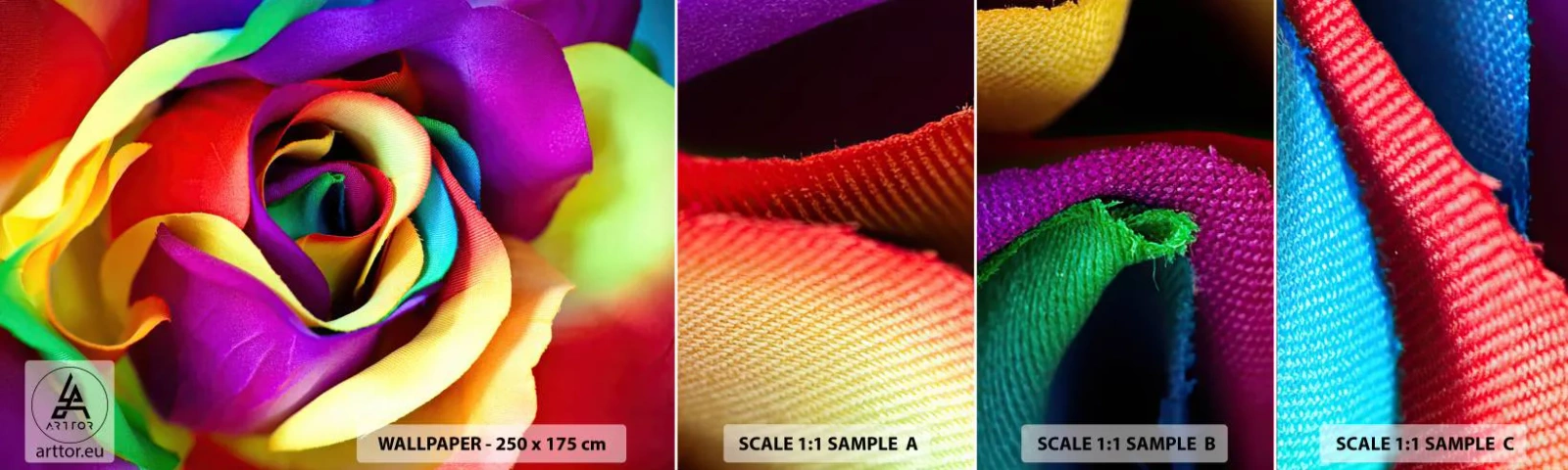 Muestra de fotomural autoadhesivo Deluxe Sticker - Es imposible - Abstracción, Flor, Rosa colorida - 100x30 cm