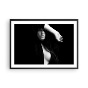 Póster en marco negro - Retrato elegante de una mujer en blanco y negro. - 70x50cm - Escuela de seducción - Decoración de pared moderna para salón y dormitorio ARTTOR