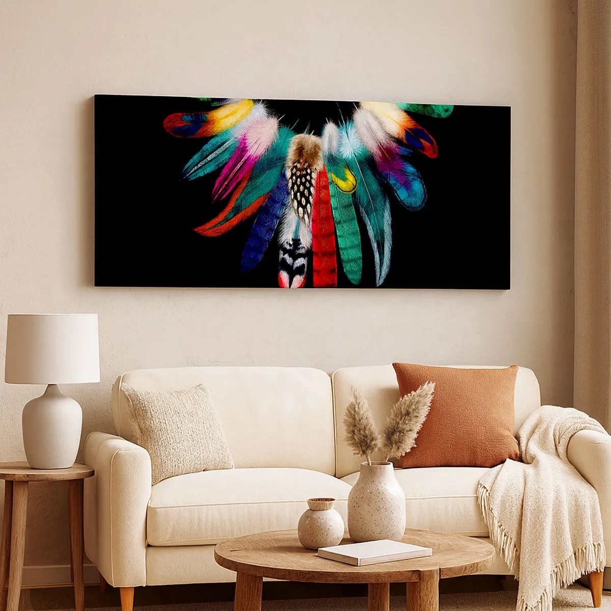 Cuadro sobre lienzo - Impresión de Imagen - Collar indio - 100x40 cm