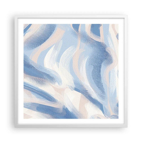 Póster en marco blanco - Ondas azules - 60x60 cm