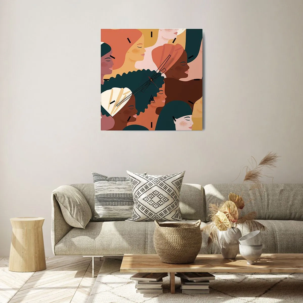 Reloj de pared - Reloj de vidrio - La feminidad - 40x40 cm