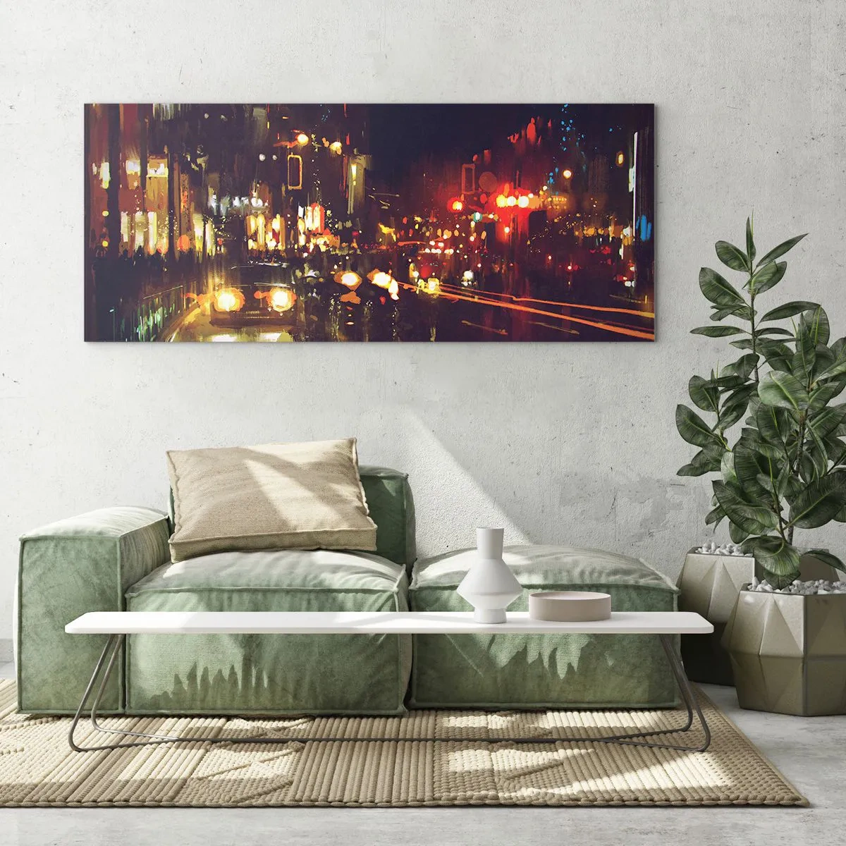 Cuadro sobre vidrio - Impresiones sobre Vidrio - Hundido en la luz de la noche - 100x40 cm