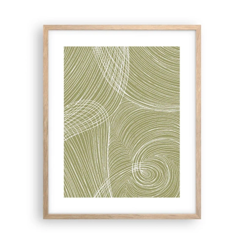 Póster en marco roble claro - Abstracción intrincada en blanco - 40x50 cm