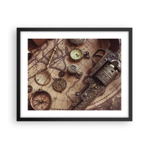 Póster en marco negro - La aventura llama - 50x40 cm