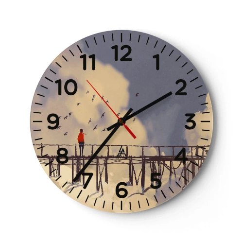 Reloj de pared - Reloj de vidrio - Anhelo azul - 40x40 cm