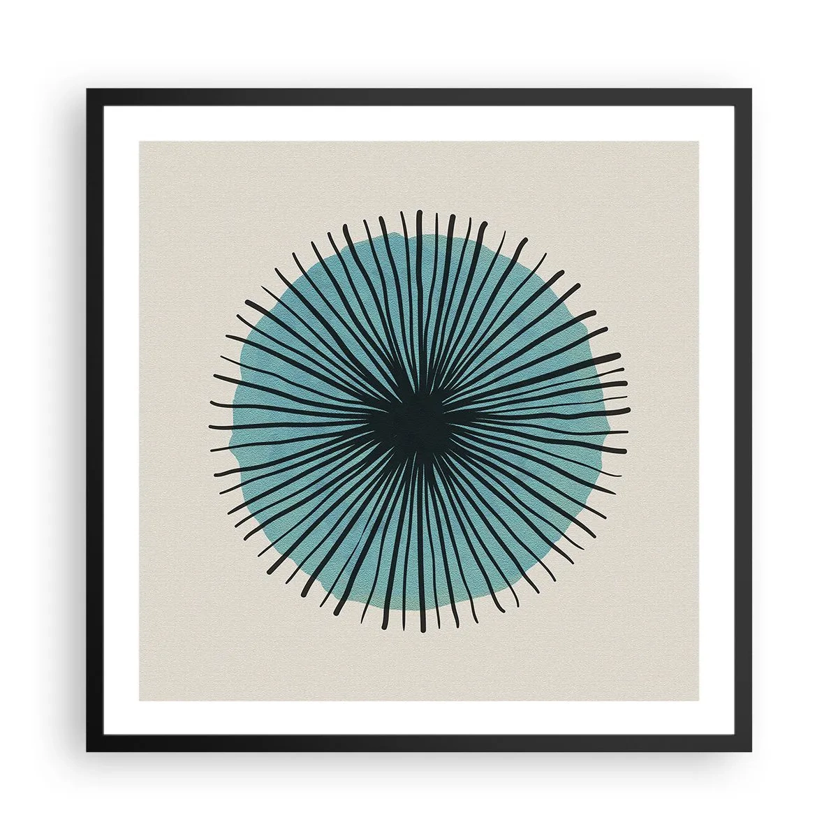 Póster en marco negro - Radiante en azul - 60x60 cm