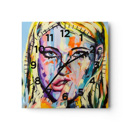 Reloj de pared - Reloj de vidrio - Mírala a los ojos - 40x40 cm