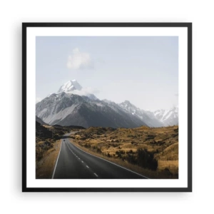 Póster en marco negro - El camino al corazón de las montañas - 60x60 cm
