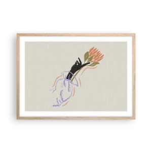 Póster en marco roble claro - Un toque fraternal - 70x50 cm