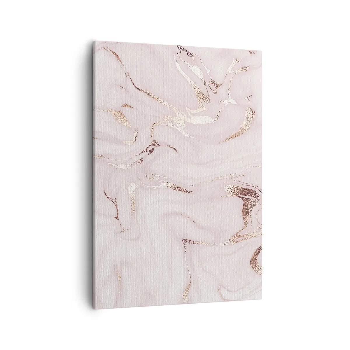 Cuadro sobre lienzo - Impresión de Imagen - Elegante abstracción en tonos rosa y dorado. - 50x70cm - En rosa - Decoración de pared moderna para salón y dormitorio ARTTOR