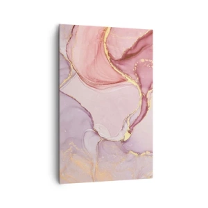 Cuadro sobre lienzo - Impresión de Imagen - Delicados patrones abstractos en tonos rosa y dorado. - 80x120cm - Caricia de colores - Decoración de pared moderna para salón y dormitorio ARTTOR
