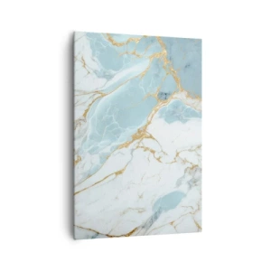 Cuadro sobre lienzo - Impresión de Imagen - Patrones de mármol azul y blanco con vetas doradas añadidas. - 70x100cm - Riqueza en la piedra - Decoración de pared moderna para salón y dormitorio ARTTOR