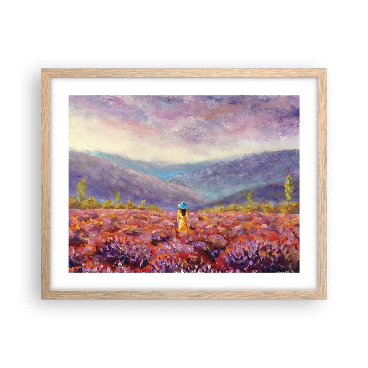 Póster en marco roble claro - En un mundo de lavanda - 50x40 cm