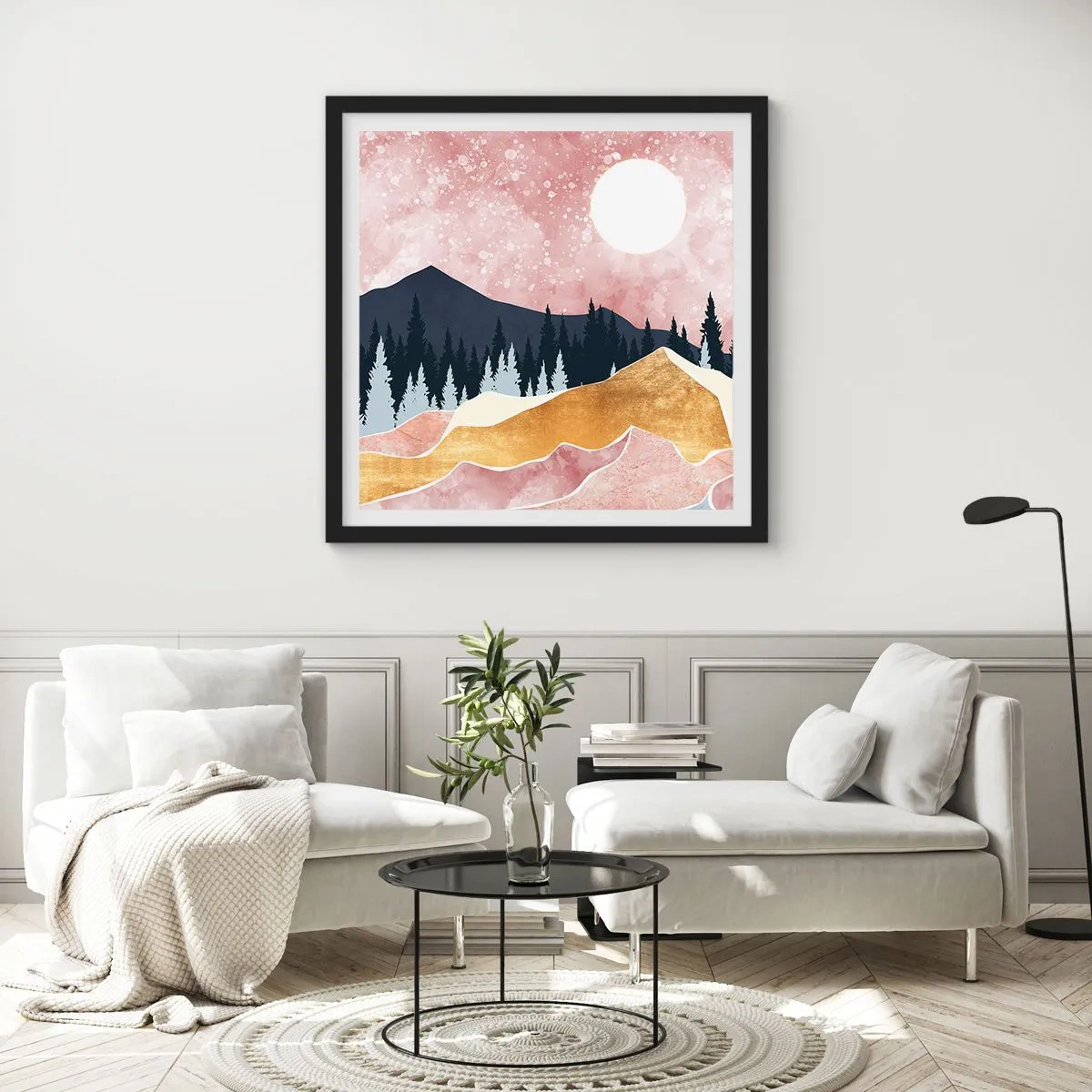 Póster en marco negro - Vigilancia nocturna - 40x40 cm