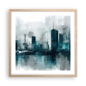 Póster en marco roble claro - Ciudad color lluvia - 50x50 cm