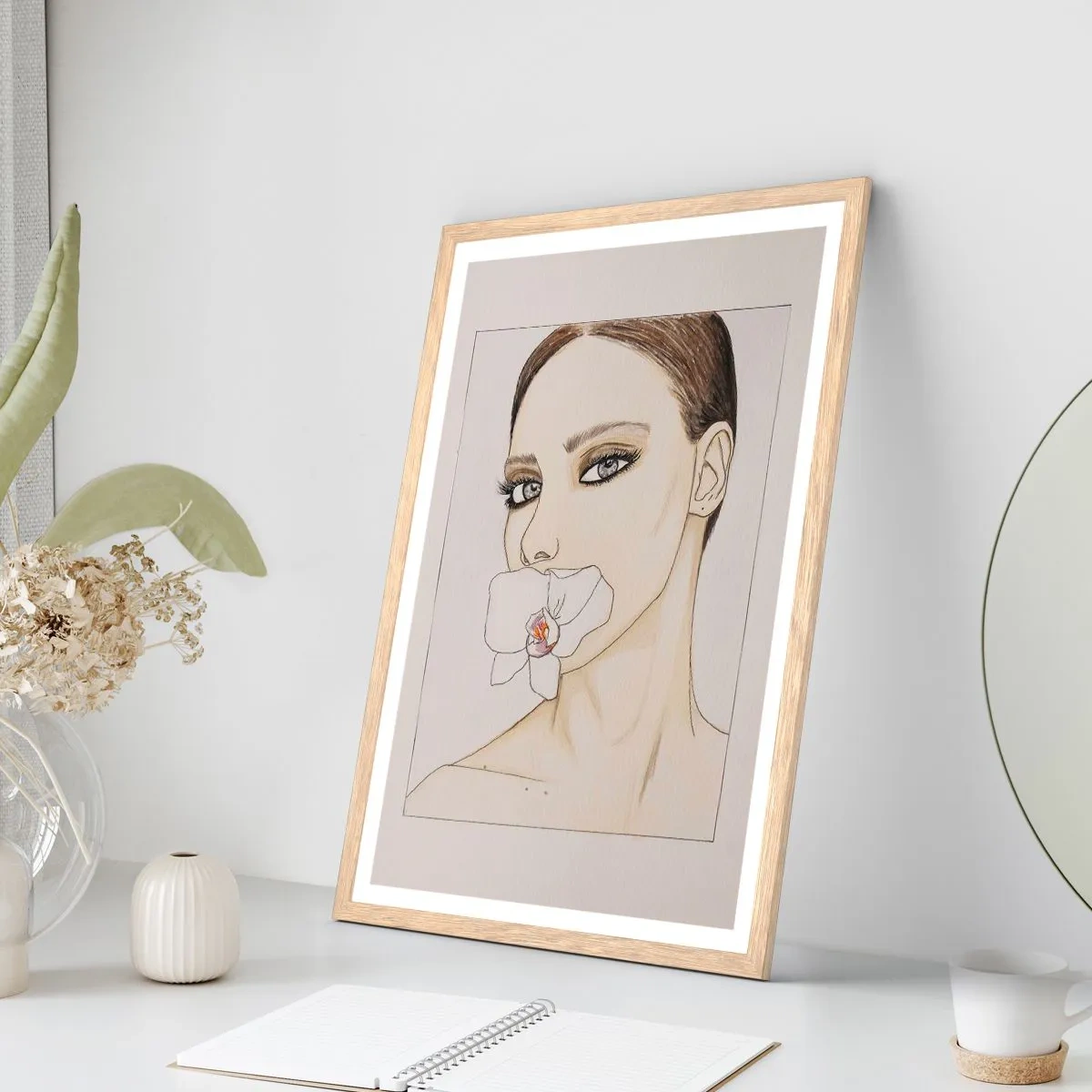 Póster en marco roble claro - Elegancia y belleza - 40x50 cm
