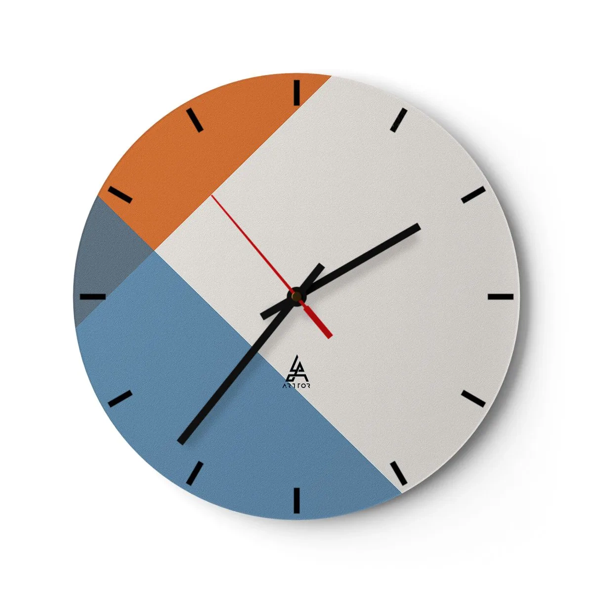 Reloj de pared - Reloj de vidrio - Patrones geométricos abstractos en tonos terrosos y azules. - 30x30cm - Desde el punto de vista de... - Decoración de pared moderna para salón, cocina y dormitorio ARTTOR