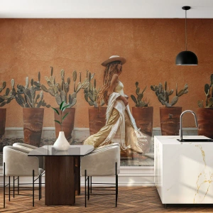 Fotomural Premium Sand - Estilo hippie - bohemia, Mujer, cactus - 500x350 cm