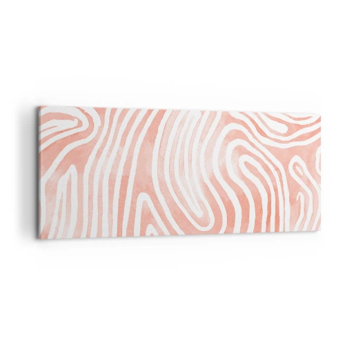 Cuadro sobre lienzo - Impresión de Imagen - Patrón abstracto en tonos rosa y blanco. - 120x50cm - En un laberinto de coral - Decoración de pared moderna para salón y dormitorio ARTTOR
