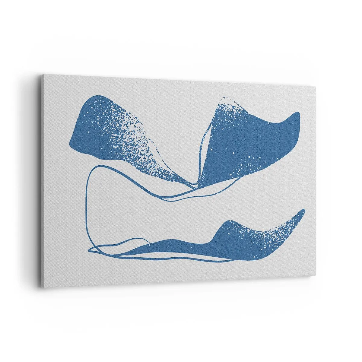 Cuadro sobre lienzo - Impresión de Imagen - Formas abstractas en tonos azules sobre un fondo blanco. - 100x70cm - Abstracción con alas - Decoración de pared moderna para salón y dormitorio ARTTOR