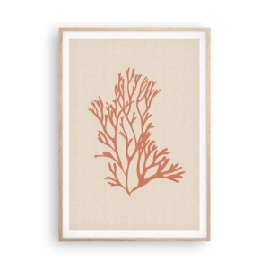 Póster en marco roble claro - Filigrana de coral - 70x100 cm