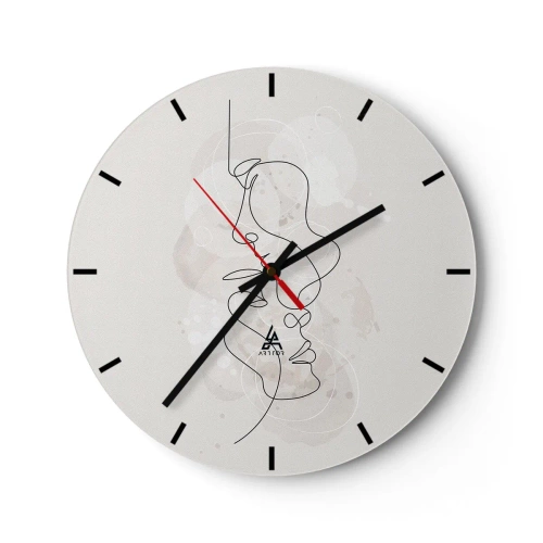 Reloj de pared - Reloj de vidrio - En un abrazo - 40x40 cm