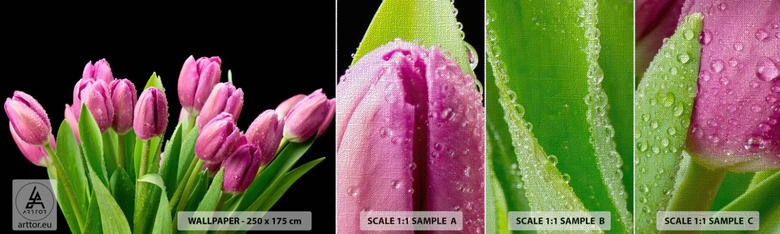 Muestra de fotomural Premium Canvas - La alegría de la primavera - flores, tulipanes, Ramo de flores - 100x30 cm