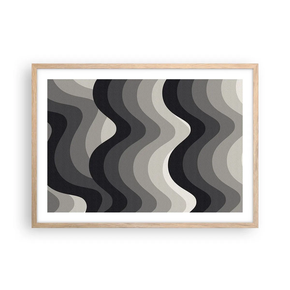 Póster en marco roble claro - Ola tras ola - 70x50 cm