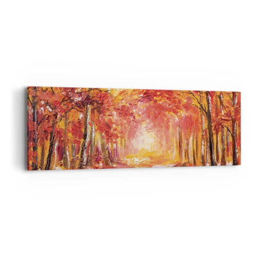 Cuadro sobre lienzo - Impresión de Imagen - Bosque de cobre - 90x30 cm
