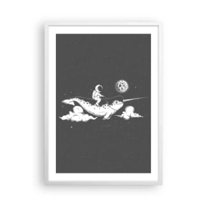 Póster en marco blanco - Jinete espacial - 50x70 cm