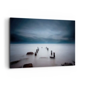 Cuadro sobre lienzo - Impresión de Imagen - El viejo muelle con el mar en calma como telón de fondo - 120x80cm - El lago del pensamiento - Decoración de pared moderna para salón y dormitorio ARTTOR