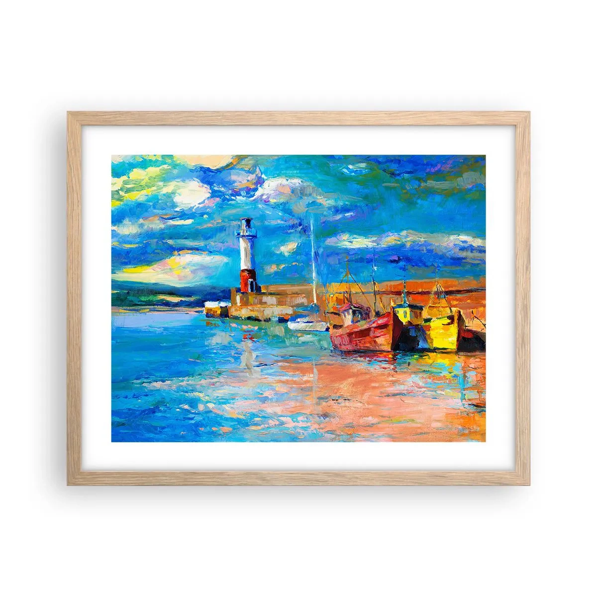 Póster en marco roble claro - Tarde en la bahía del arco iris - 50x40 cm