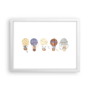 Póster en marco blanco - Amigos de viaje - 40x30 cm