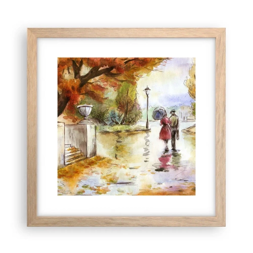 Póster en marco roble claro - Un otoño romántico en el parque - 30x30 cm