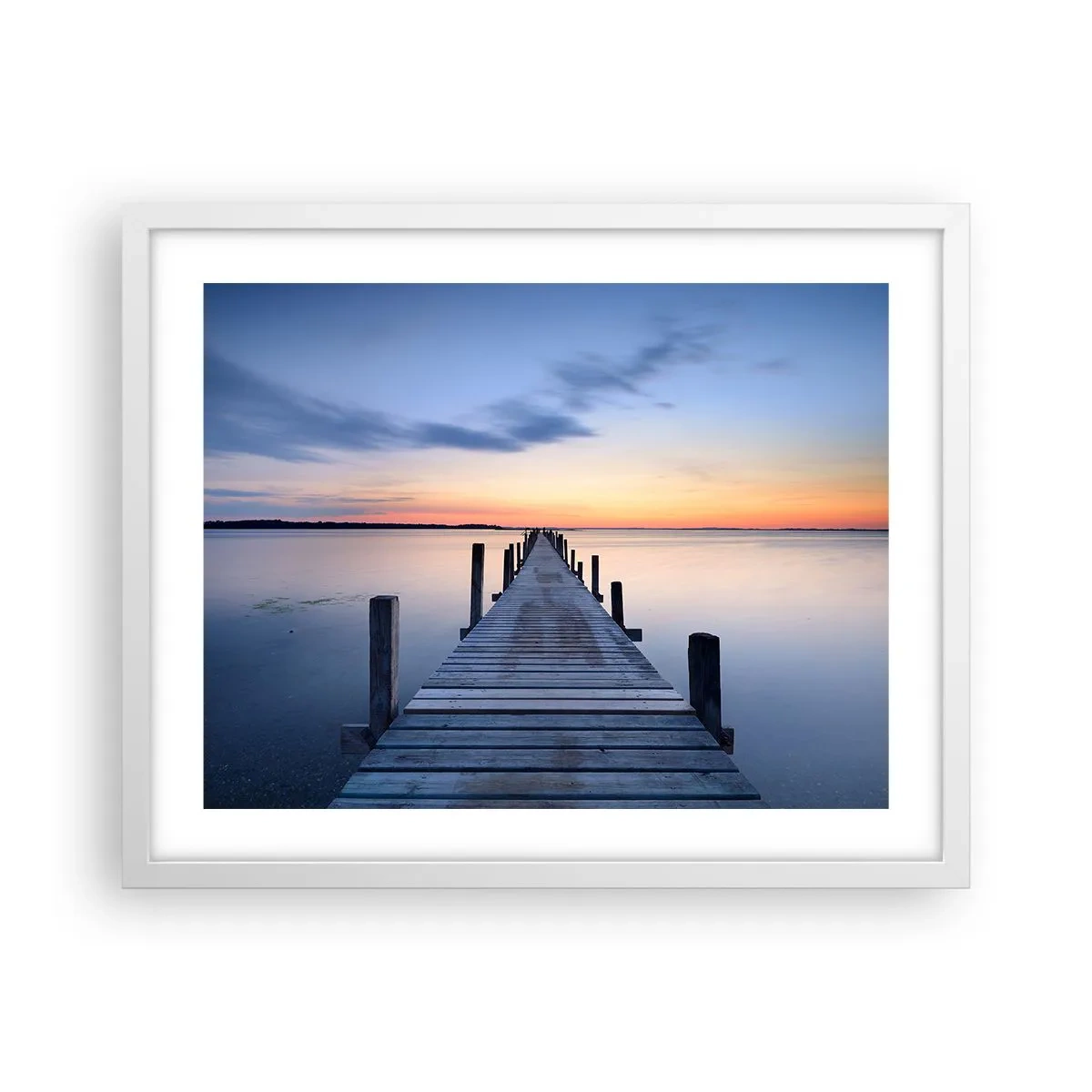 Póster en marco blanco - La calma de un crepúsculo sereno - 50x40 cm