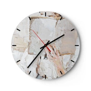 Reloj de pared - Reloj de vidrio - Una composición de pintura texturizada en colores beige y blanco. - 30x30cm - En otro mundo - Decoración de pared moderna para salón, cocina y dormitorio ARTTOR