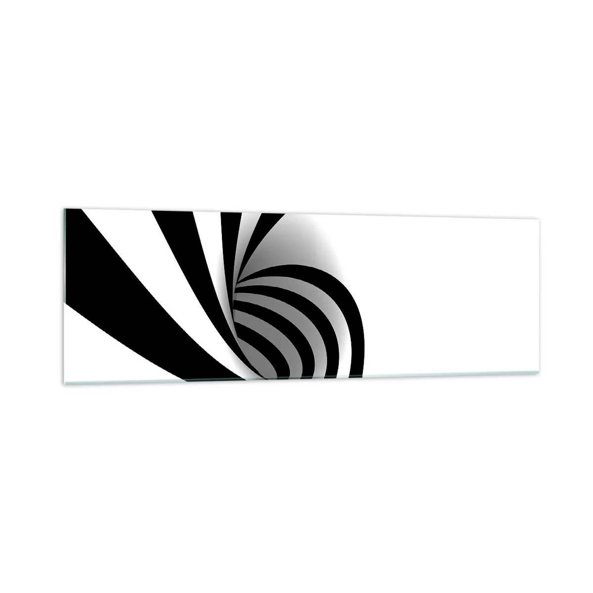 Cuadro sobre vidrio - Impresiones sobre Vidrio - Vórtice óptico abstracto en blanco y negro - 160x50cm - Y sin embargo, gira - Decoración de pared moderna para salón y dormitorio ARTTOR