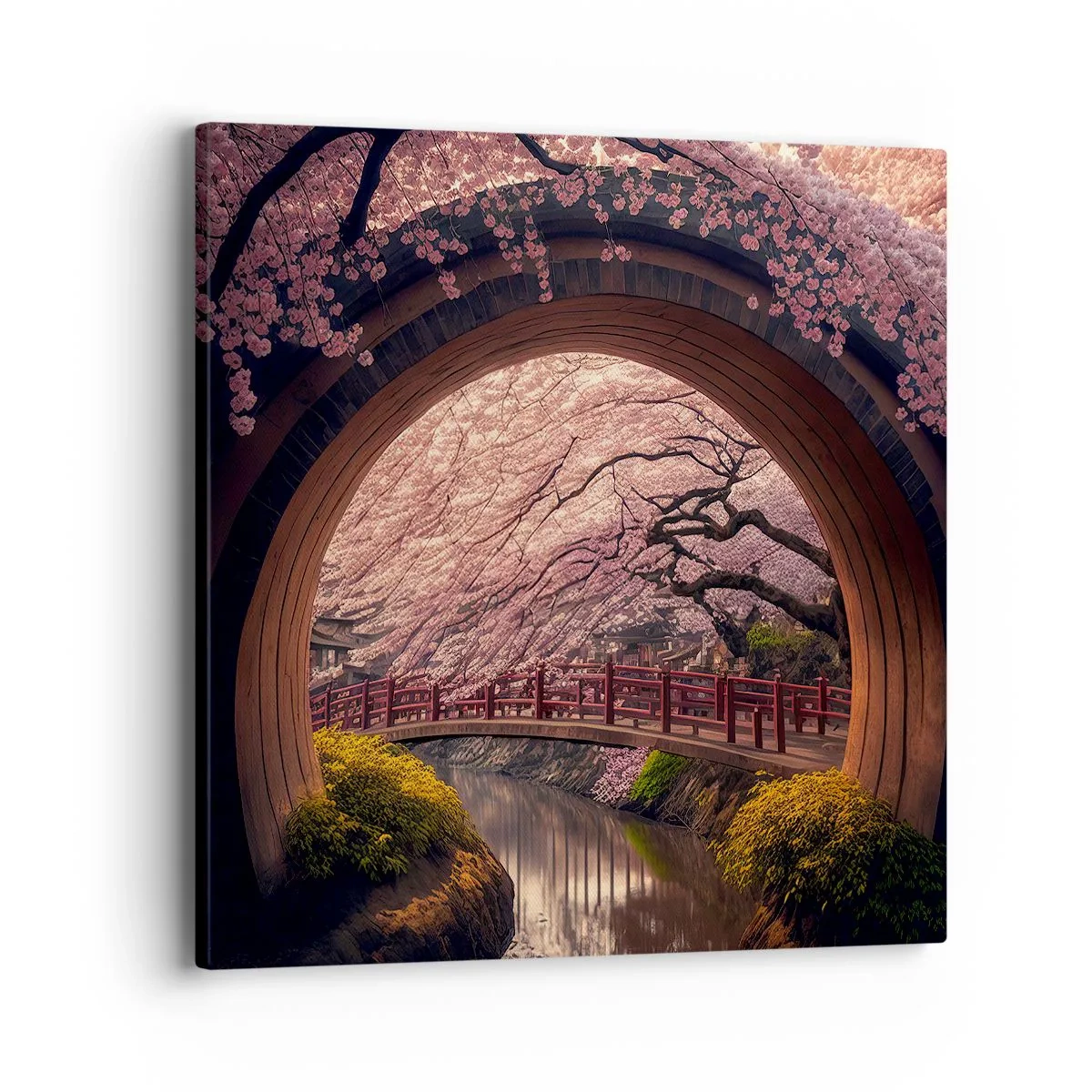 Cuadro sobre lienzo - Impresión de Imagen - Primavera japonesa - 40x40 cm