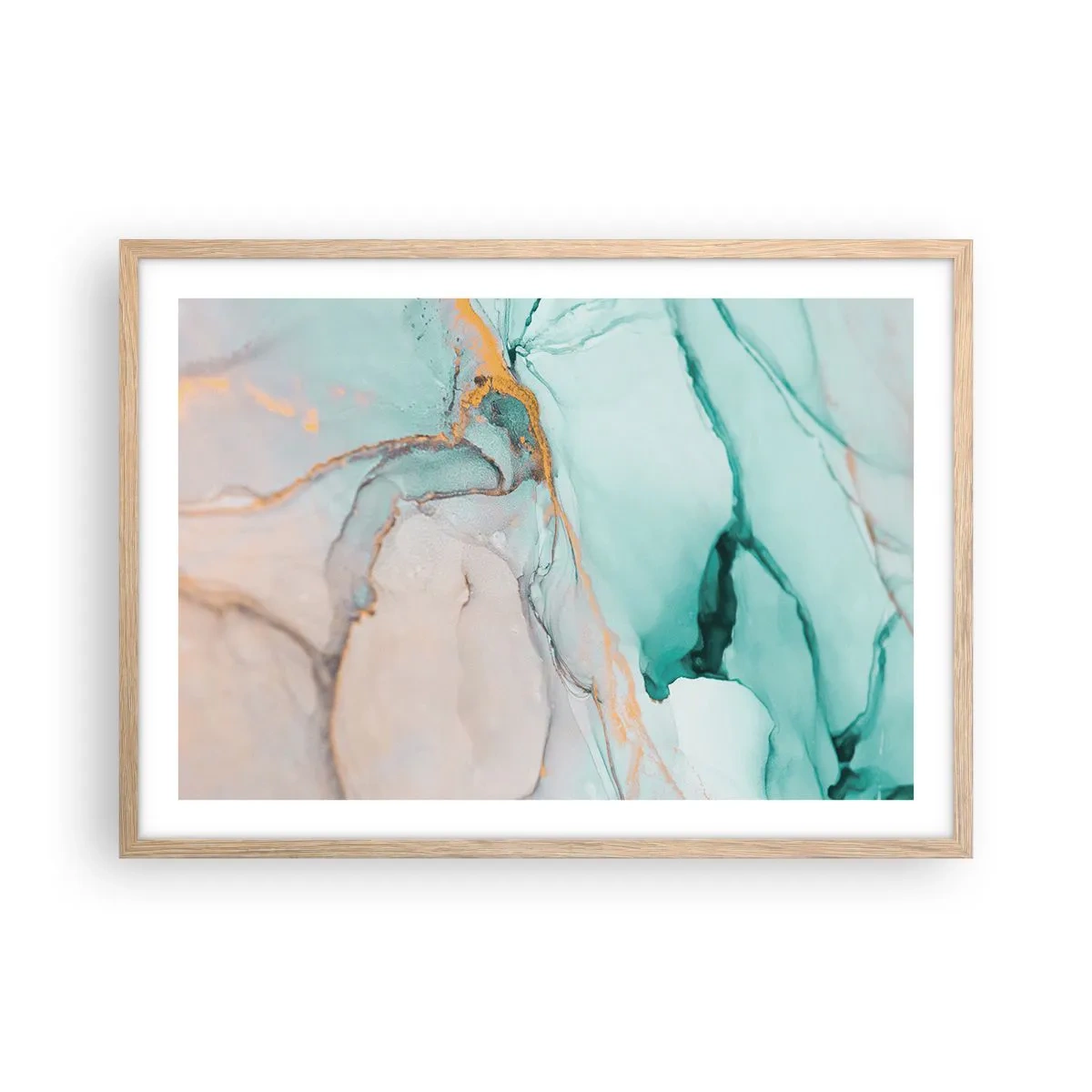 Póster en marco roble claro - Danza de formas y colores - 70x50 cm