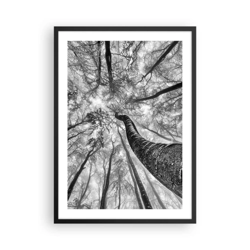 Póster en marco negro - Perspectiva de árboles en blanco y negro - 50x70cm - Carrera hacia la luz - Decoración de pared moderna para salón y dormitorio ARTTOR
