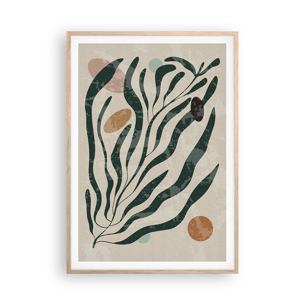 Póster en marco roble claro - Entre verdes - 70x100 cm