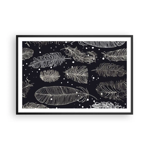 Póster en marco negro - Encaje de plumas - 91x61 cm